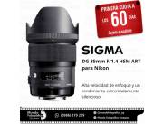 Lente Sigma DG 35mm. F/1.4 HSM Art p/ Nikon. Adquirila en cuotas!