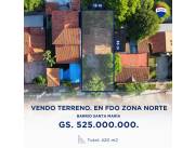 EN VENTA AMPLIO TERRENO FDO ZONA NORTE - BARRIO SANTA MARIA