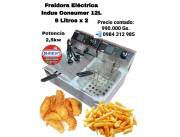 Freidora electrica industrial doble tachos consumer 2 tachos capacidad para 6 litros c/u