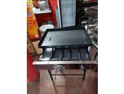 Plancha hamburguesera 70x50 fabricacion nacional de 2 llaves con base incluido