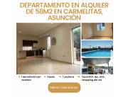 Departamento en alquiler de 58m2 en Carmelitas, Asunción