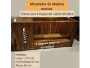 Remato Mostrador de Madera maciza y repisas de vidrio templado