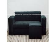 Sofa clasic negro c/ puff (fio) 140 cm (3341)