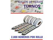 ROLLOS DE NÚMERO PARA TURNOS TURNEROS BOBINA