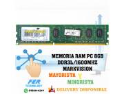 MEMORIA RAM PC 8GB DDR3L/1600MHZ MARKVISION