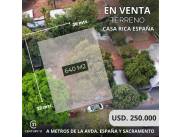 Terreno Zona Casa Rica España en Venta