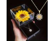 Caja de collar con flor de girasol