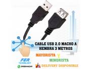 CABLE USB 2.0 MACHO A HEMBRA 3 METROS