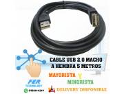 CABLE USB 2.0 MACHO A HEMBRA 5 METROS