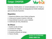 Chofer para Distribuidora