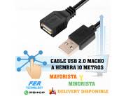 CABLE USB 2.0 MACHO A HEMBRA 10 METROS