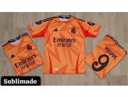 ▪️Camiseta Real Madrid N9 Mbappe naranja sublimado para adulto ▪️Talle P al G ▪️Precio 10