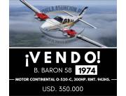 AVION BEECHCRAFT BARON 58 AÑO 1974