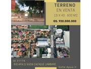 En venta amplio y hermoso terreno en Lambaré - Gs. 920.000.000