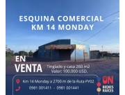 VENDO ESQUINA COMERCIAL EN EL KM 14 MONDAY MINGA GUAZÚ