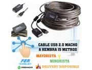 CABLE USB 2.0 MACHO A HEMBRA 15 METROS