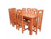 JUEGO DE COMEDOR CBC 8 SILLAS MACIZO COLOR CEDRO