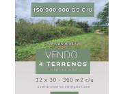 Vendo 4 terrenos de 12x30 cada uno en Zárate isla Luque