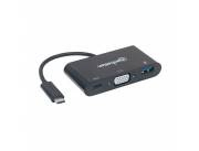 CONVERSOR USB-C 3.1-VGA/USB-A/USB-C MANHATTAN 152044 HD/FHD/60HZ BLISTER NEG