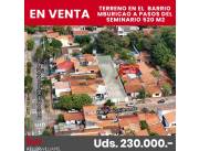 EN VENTA IMPORTANTE TERRENO EN EL BARRIO SEMINARIO DE ASUNCION