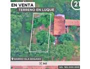 Vendo Terreno de 362 m2 en Luque Isla Bogado 185millones