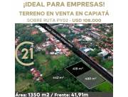 VENDO 3 LOTES JUNTOS EN CAPIATÁ SOBRE RUTA PY02 IDEAL PARA EMPRESA 108mil USD