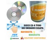 DISCO CD-R TUBO 100 UNIDADES RIDATA