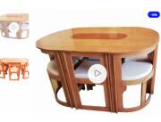 JUEGO DE COMEDOR 6 SILLAS ALASKA C/TAPIZADO BEIGE