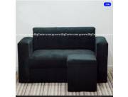 SOFA CLASIC NEGRO C/ PUFF (FIO) 140 CM (3341)