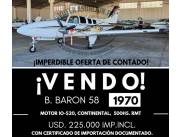 EN REMATE BEECHCRAFT BARON 58 AÑO 1970