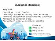 Buscamos Mensajero para repartos para zona Gran Asunción