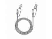 CABLE USB 4 EN 1 1M MANHATTAN 390606 USB-A/USB-C/MIC-USB GRIS