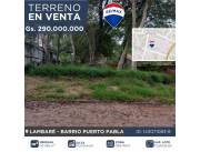 EN VENTA TERRENO LAMBARE BARRIO PUERTO PABLA