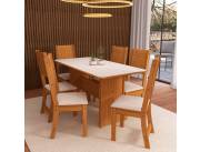 JUEGO DE COMEDOR ABBA EVORA 6 SILLAS 10070.1 INDEKES FREIJO/OFF WHITE