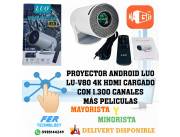 PROYECTOR ANDROID LUO LU-V80 4K HDMI CARGADO CON 1.300 CANALES MÁS PELICULAS