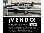 EN VENTA B BONANZA A36 AÑO 1984