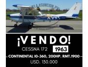 EN VENTA CESSNA 172 AÑO 1963 (motor nuevo)