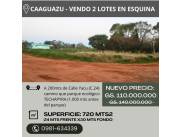 CAAGUAZU - VENTA DE 2 LOTES JUNTOS ( EN ESQUINA) NUEVO PRECIO PROMOCIONAL