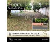 En venta terreno plano, sin construcción con muralla frontal en el Centro de Luque.