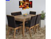 JUEGO COMEDOR ISA 6 SILLAS HENN MARRON