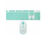 KIT DE TECLADO Y MOUSE FTX GK600 INALAMBRICO VERDE-BLANCO