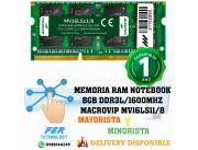 MEMORIA RAM NOTEBOOK 8GB DDR3L/1600MHZ MACROVIP MV16LS11/8