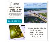 Terreno 30 hectáreas en Chacoi sobre el río Paraguay