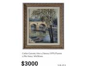 Vendo óleo sobre lienzo pintor Carlos Garcete obra puente sobre río sena