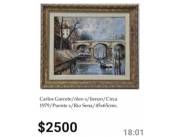 Vendo óleo sobre lienzo cerca puente sobre río sena pintor Carlos garceta