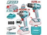 Llave de impacto mas taladro 20v 2B 400 Total