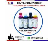 TINTAS COMESTIBLES PARA IMPRESION SOBRE PAPEL DE ARROZ