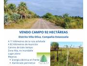 CAMPO EN ESTANZUELA VILLA OLIVA DE 92 HAS PARA GANADERÍA A 82 KILÓMETROS DE ASUNCIÓN