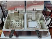 FREIDORA ELECTRICA INDUSTRIAL CONSUMER DOBLE TACHO CUADRADO CAPACIDAD DE 6 LITROS POR TACH