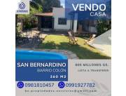 VENDO CASA EN SAN BERNARDINO UBICADA EN ESQUINA - BARRIO COLÓN!!..
